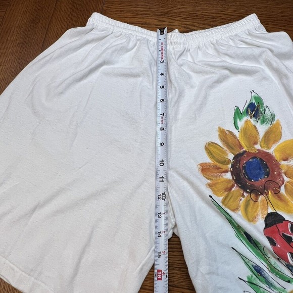 VTG Hand painted Sunflower Lady Bug Single Stitch Shirt and Shorts Set One Size - Picture 11 of 13